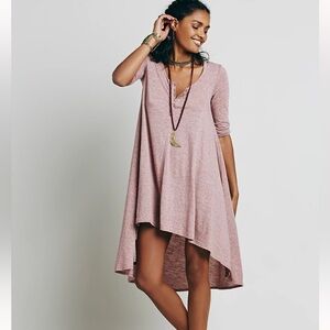 Free People FP Beach Drippy Jersey Henley High Low Knit Button Up Dress Size M